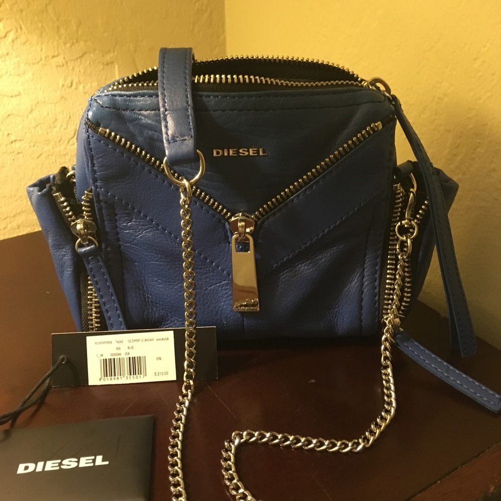 DIESEL blue leather purse.